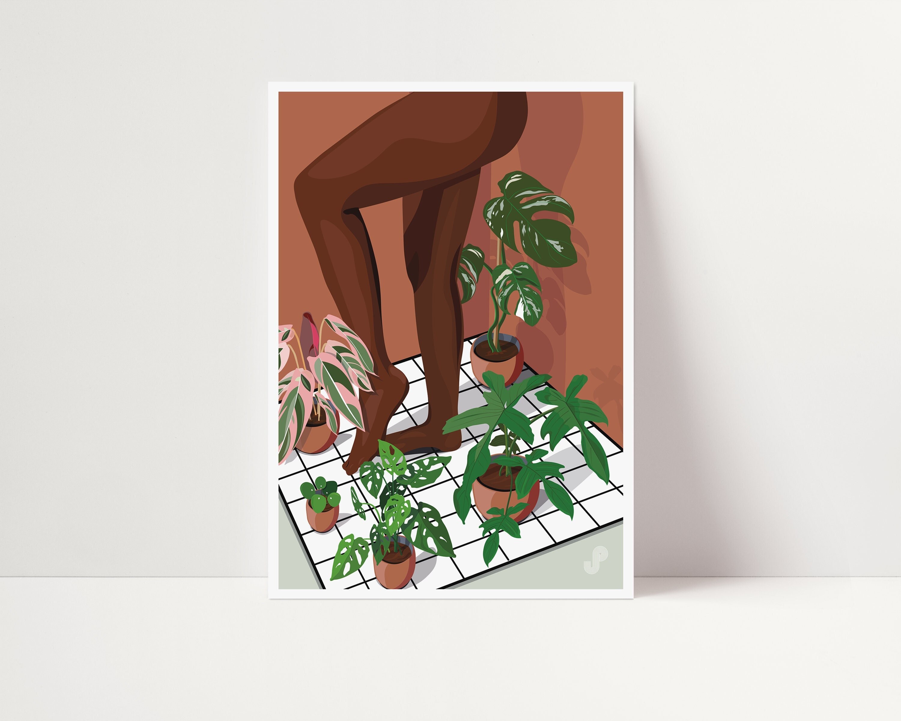 Plants & Shower - Affiche Plante A5 Illustration Végétale, Botanique, Plants, Décoration, Art, Print