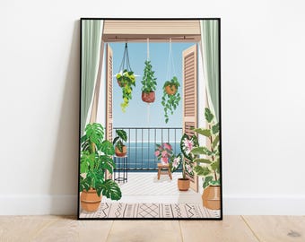 VIEW ON PLANTS - Plant poster A3/A4 - plant illustration, botany, plants, decoration, art, print, poster, jungle paper, boho