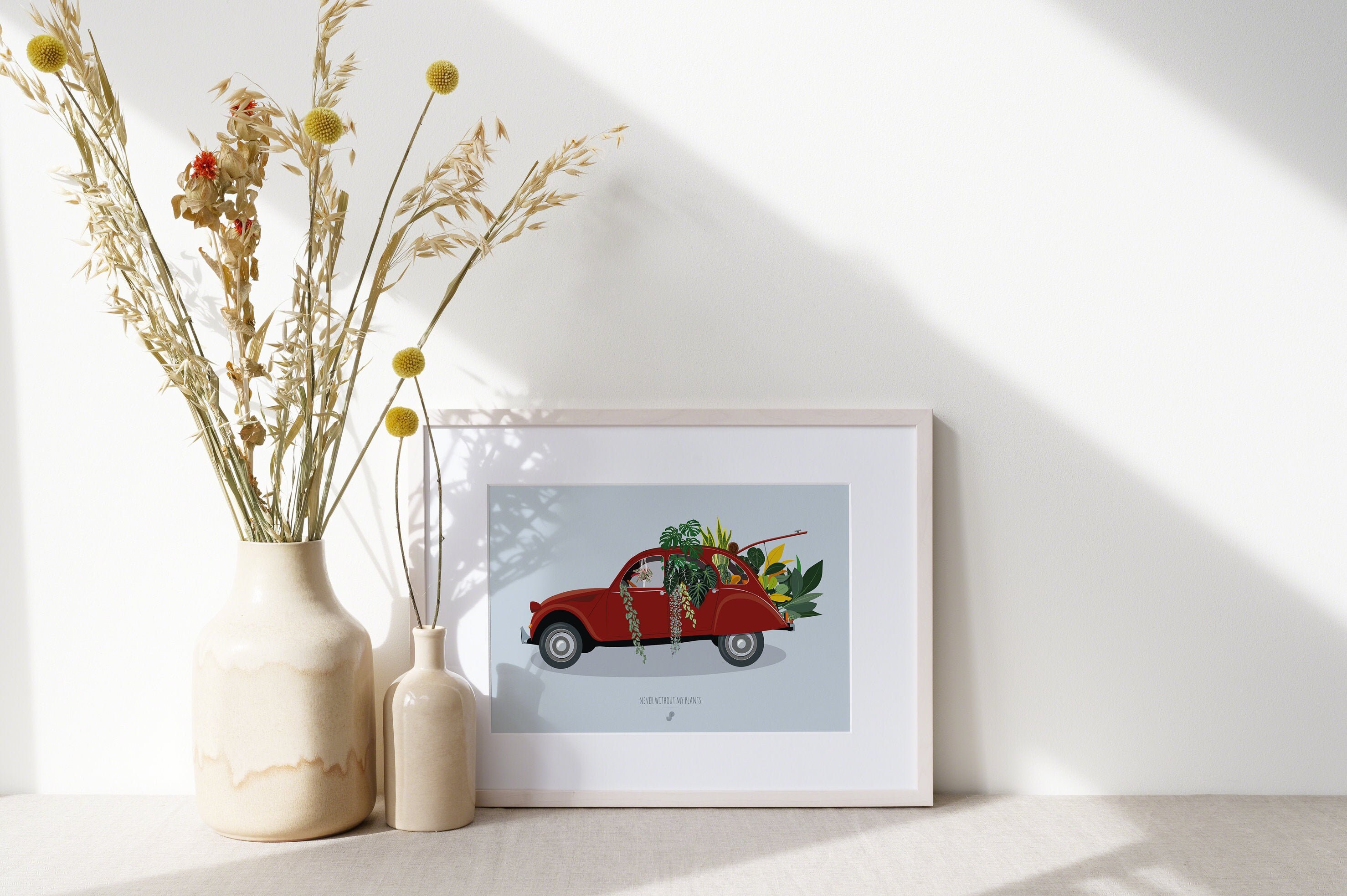 Never Without My Plants - Affiche Plante A3/A4 Illustration Végétale, Botanique, Plants, Décoration,