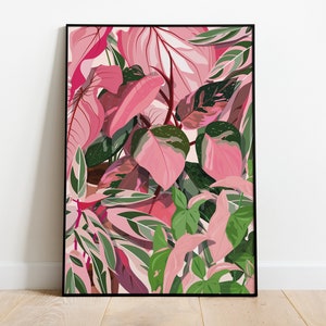 PHILODENDRON PINK PRINCESS Ladies - Affiche plante A3/A4 - Poster, illustration végétale, botanique, plante, décoration, print, jungle paper
