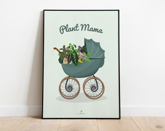 PLANT MAMA - Affiche plante A3/A4 - illustration végétale, botanique, plants, décoration, art, affiche vintage, poster, jungle paper,