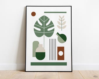 PLANTS "BAUHAUS STYLE" - Plant poster A3/A4 - plant illustration, botany, plants, decoration, art, print, poster, bauhaus, boho
