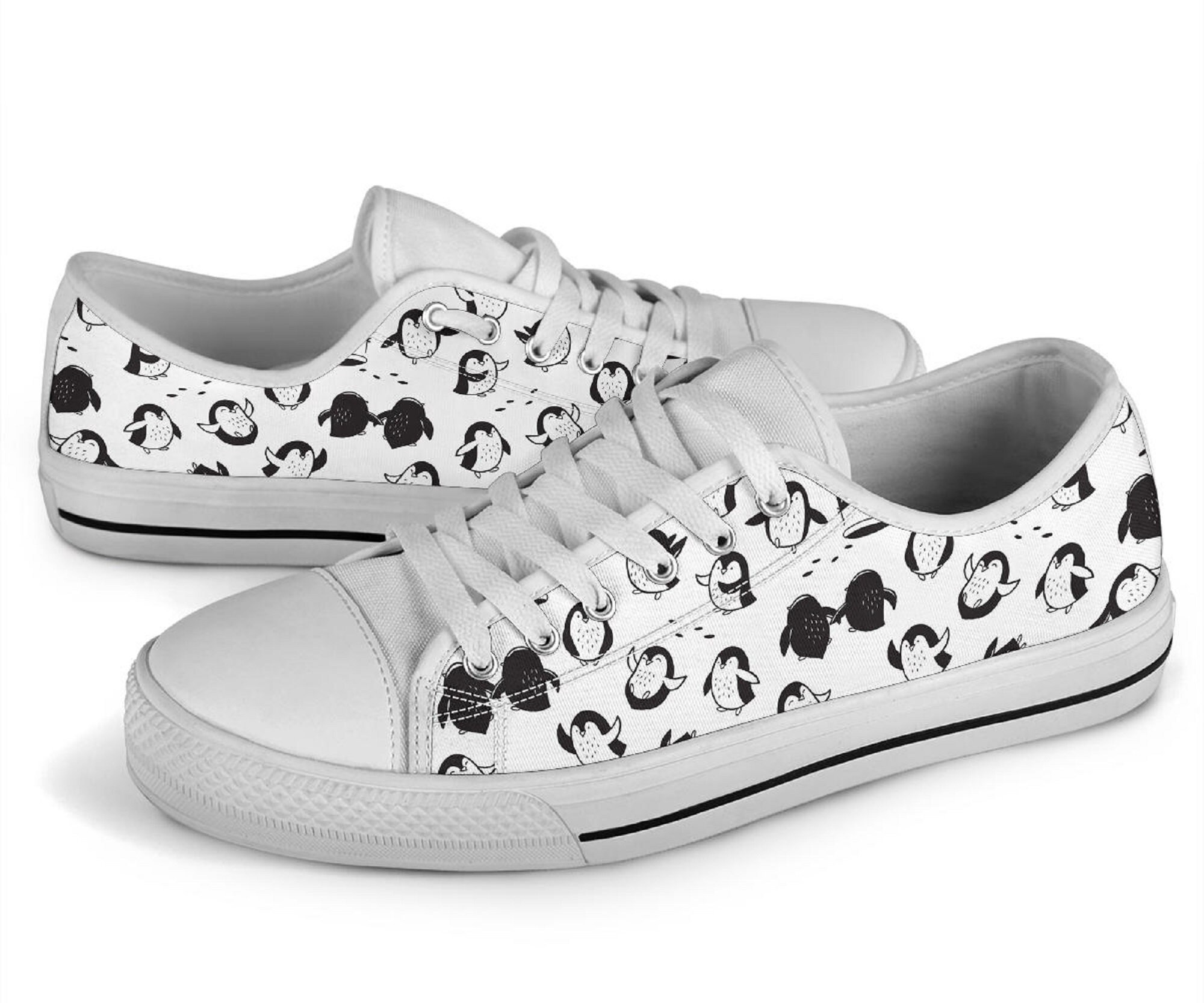 Penguin Print Pattern Men Women Leather Boots main image 1