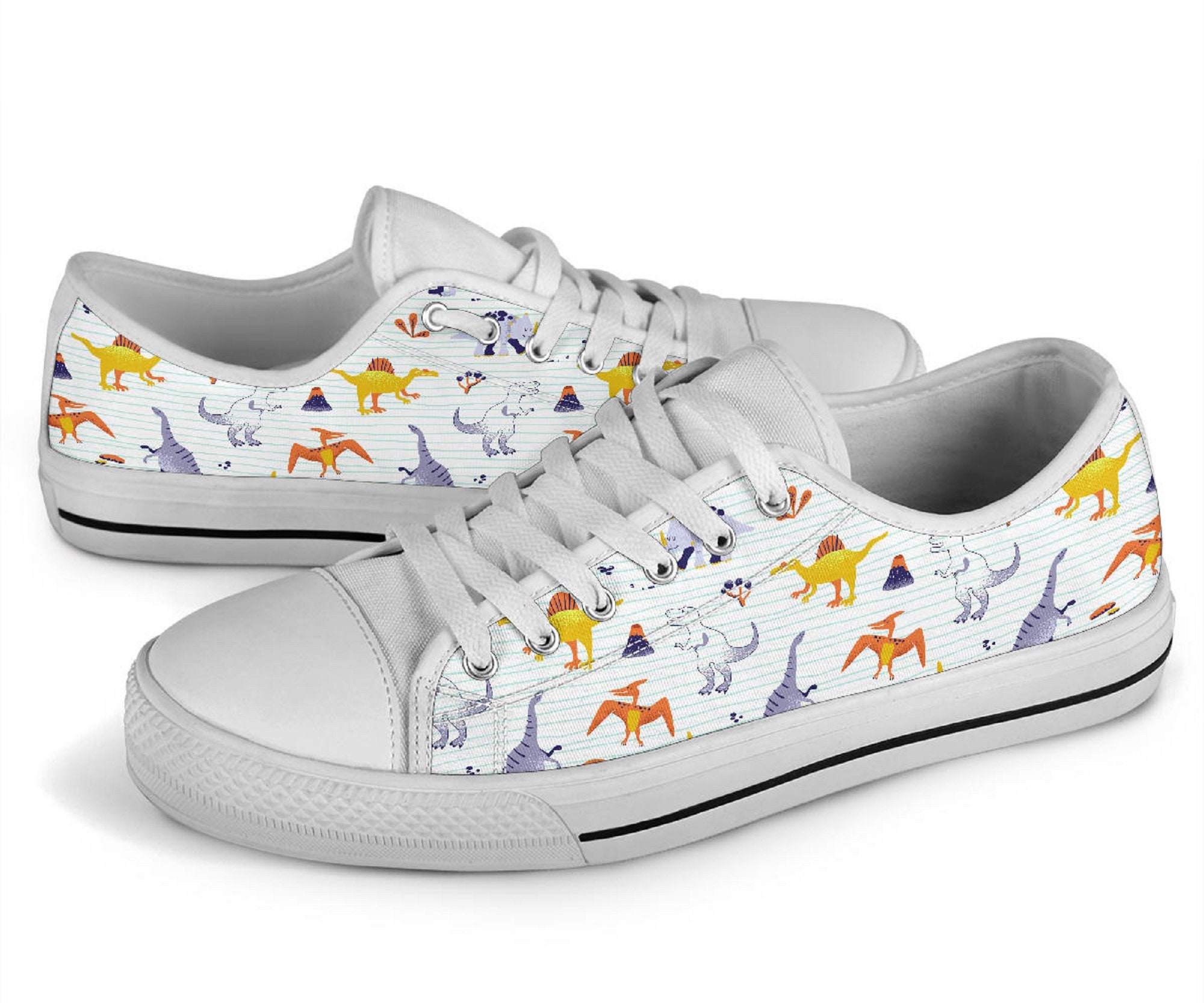 Dinosaur T rex Pattern Print Black Sneaker Shoes For Men Women main image 1