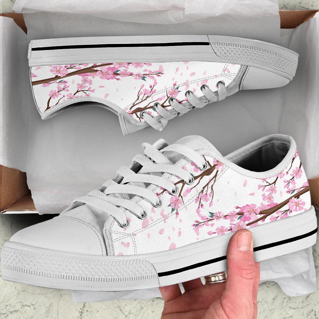 Cherry Blossoms Shoes Pink Sakura Blossom Shoes Pink Floral Etsy