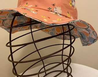 boy girl summer hat blue or peach| beautiful handmade hats Peter Rabbit/Beatrix Potter polka 2 in 1 reversible| baby |child Accessories Hats & Caps Bucket Hats 