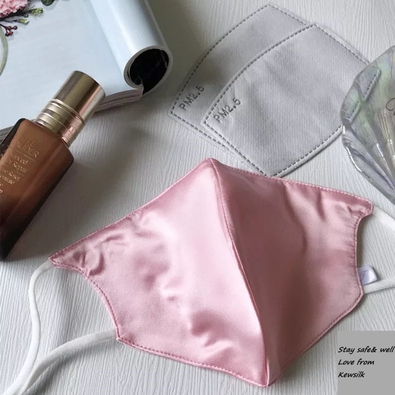 22 mom mulberry Silk mask with filter pocket nose wire / Etsy