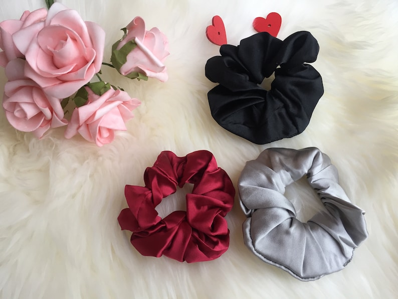 3pc silk scrunchie Set silk scrunchies for hairSilk Scrunchies;silk scrunchie setClassic silk scrunchie Durable 16mm Silk Hair Scrunchies