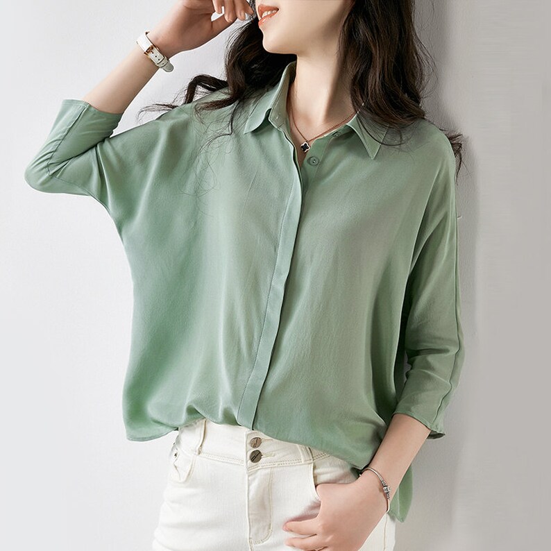 Kewsilk/real Mulberry Silk Shirt/silk Blouse/minimalist Etsy UK