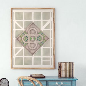 Azulejo verde de Barcelona / impresión de arte de ilustración de acuarela
