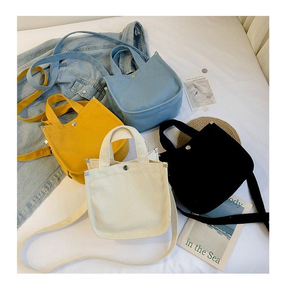 Small Crossbody Bag Pockets Cotton Canvas Everyday Bag Etsy