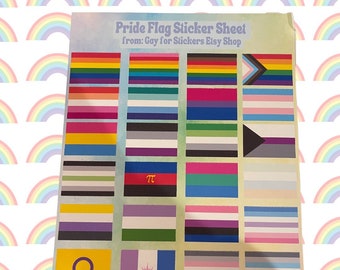 Pride Flag Sticker Sheet: 28 Assorted LGBTQIA+ Flags