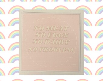 Vegan Pink Square Sticker - No Meat, Eggs, Dairy