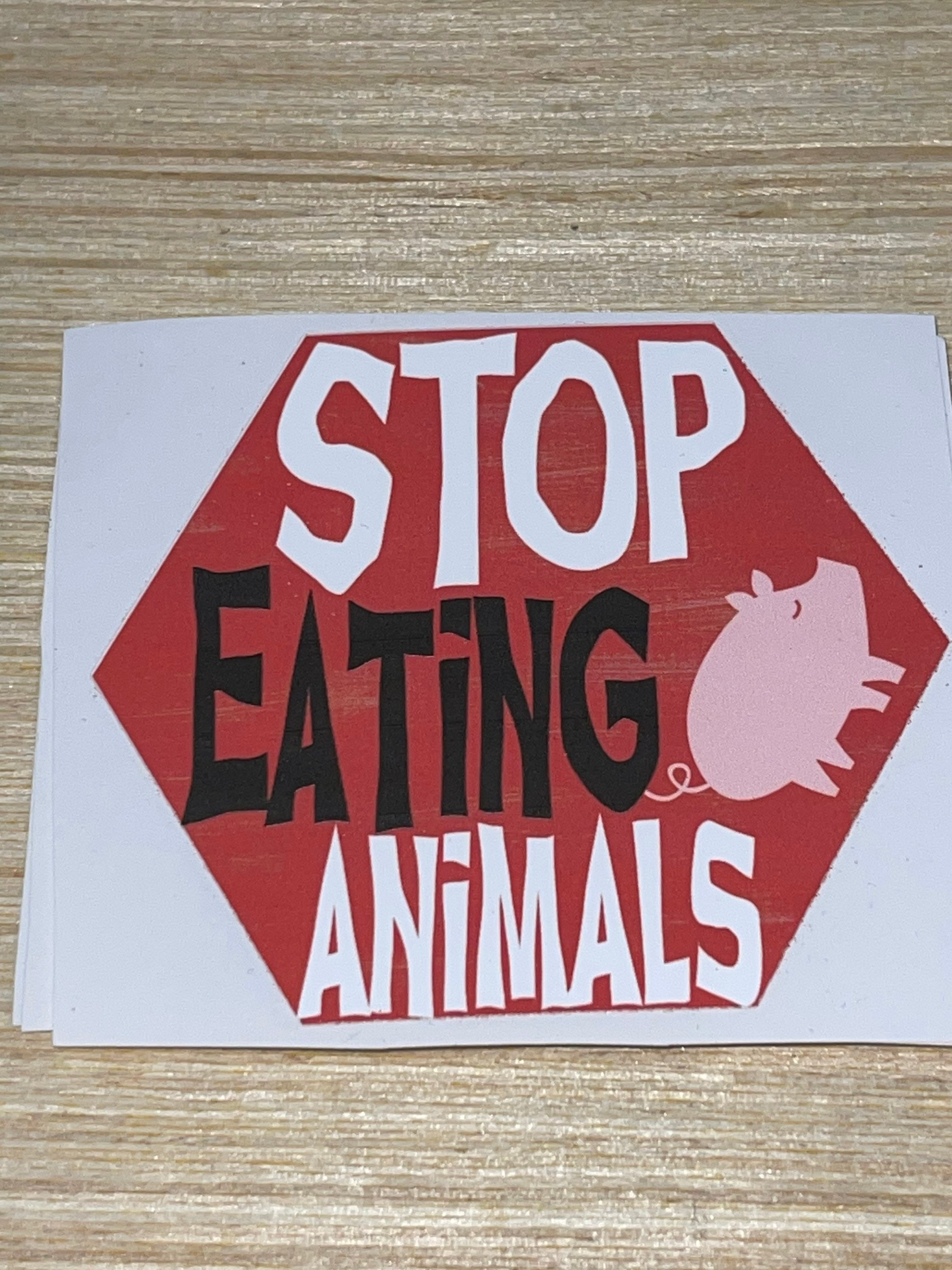 Stop Eating Animals Stop Sign Sticker With Cute Pig Two - Etsy Stop Eating Animals Stop Sign Sticker With Cute Pig Two - Etsy
