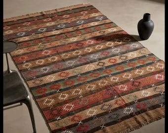ANTIGUA alfombra Pastel Anatolia, alfombra Kilim roja, alfombra kilim vintage, alfombra kilim tejida a mano, alfombra Kilim, kilim turco 72.5''x110'' 170 x 280 cm