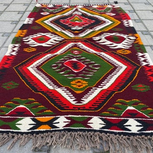 Turkish Kilim Door mat , Vintage Kilim, Oushak Kilim, Decor Kilim, Area Kilim, Home Decor, Organic Kilm Rug Floor Rug 52x33,5 inç 85x133 cm