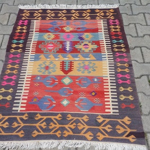 Anatolia Small Rug, Doormat, Antique Rug, Handmade Kelim, Teppich, Small Carpet, Tapis, Bathmat, Bedroom Rug  37" X 49" (94 X 125 cm)