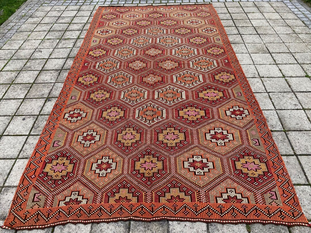 Kilim Rug Patterns Geometric Pattern Kilim Rug, Vintage Turkish Kilim Rug, Area Rug, Kilim ...
