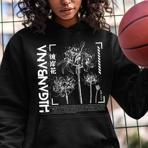Red Spider Lily Japanese/Flower Higanbana Harajuku/Goth Streetwear Anime/Japan Aesthetic/Yami Kawaii Unisex Hoodie