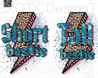 Hoge Bestie korte Bestie/bijpassende beste vriend meisje/luipaard Besties/BFF vriendschap/bliksemschicht/print sublimatie/PNG transparant
