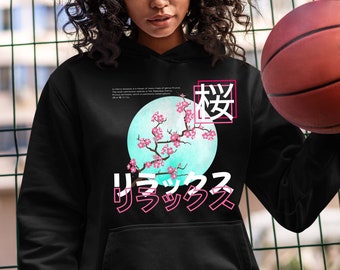 Japanese Blossom Back Print/Japan Aesthetic/Yami Kawaii Hoodie