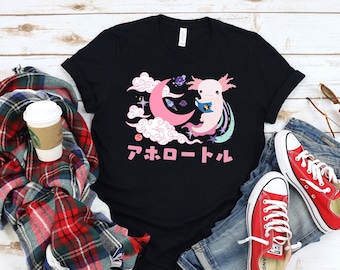 Space Axolotl Kawaii/Vaporwave Aesthetic/Pastell Goth Pink/Japanese Kanji Fashion/Japan Anime Manga T-Shirt