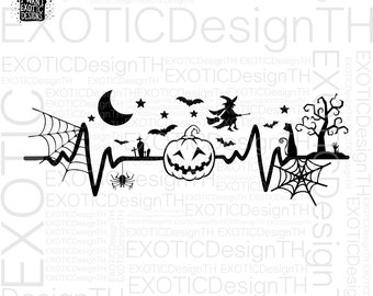 Nurse Nursing Halloween SVG, Pumpkin Heartbeat Cute PNG, Funny Spooky Nurse Squad, Horror Night Party, Cricut Cut Files, Digital Download