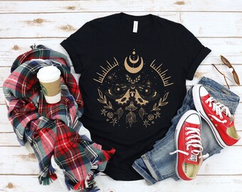 Camiseta Celestial Moth Witchy/Mystic Luna Mandala/Pastel Sacred Geometry/Mystic Moon Gothic
