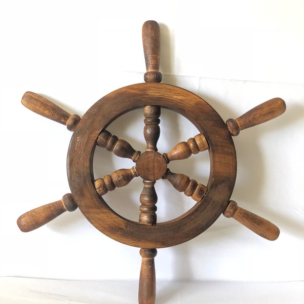 Boat Wheel. Wooden.  16” diameter. Good Addition to Nautical, Coastal Themed collection.