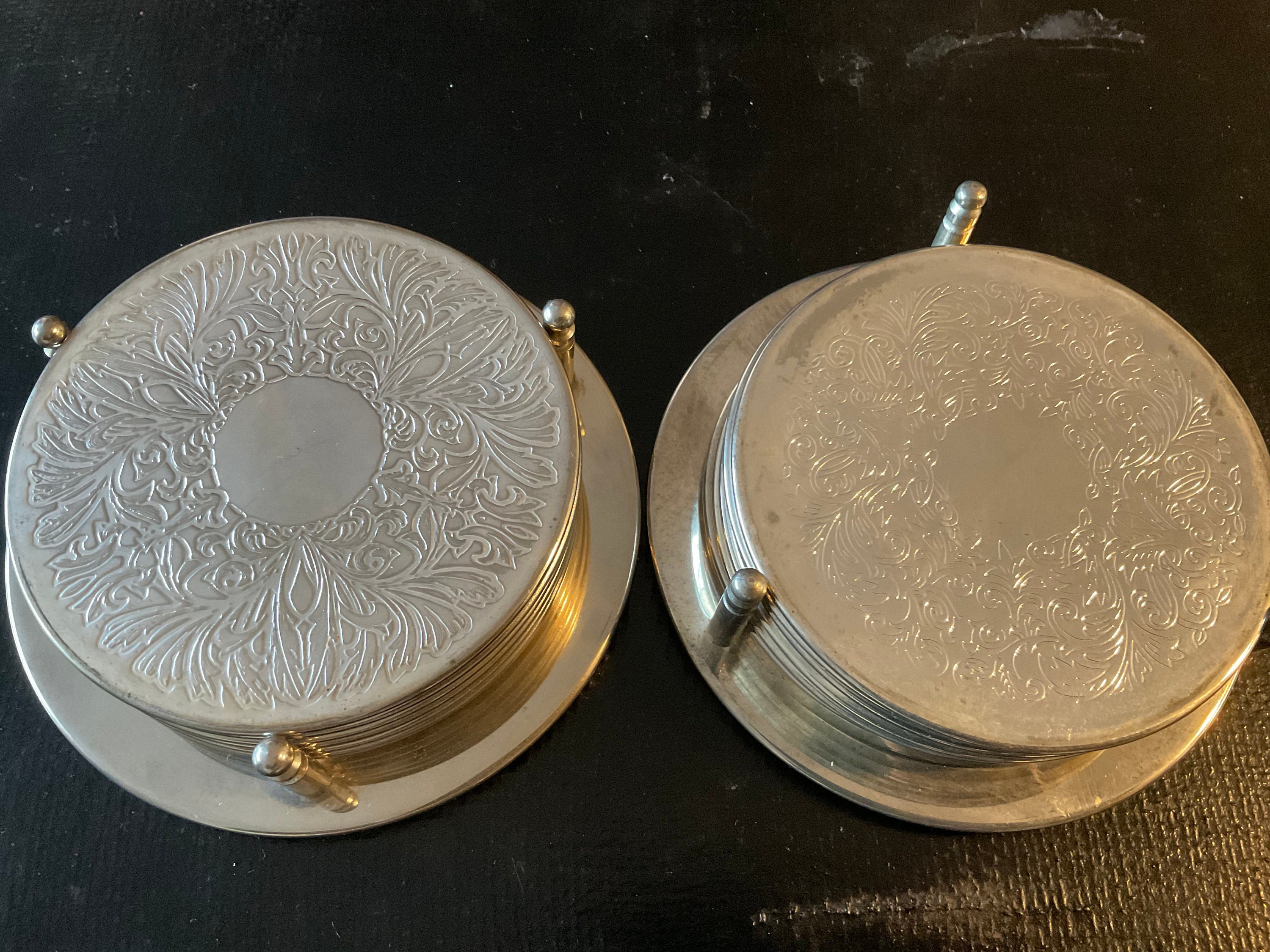 アンティーク　シルバー　コースター　6客セット 6pc Classical Silver Cocktail Metal Coaster Continental