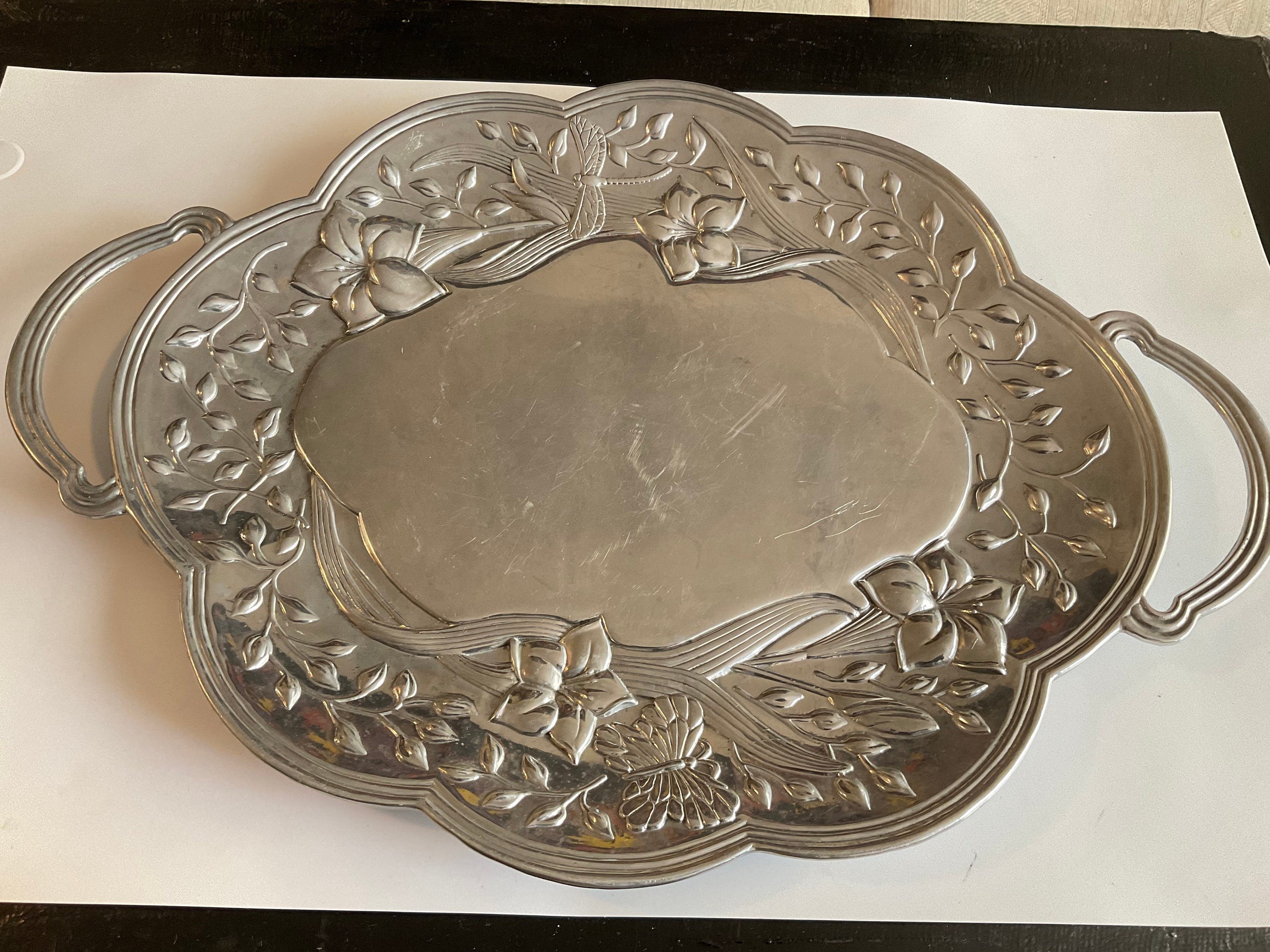 Vintage Lenox Silver Platter. 20.5 Long. Flowers dragonfly Etsy