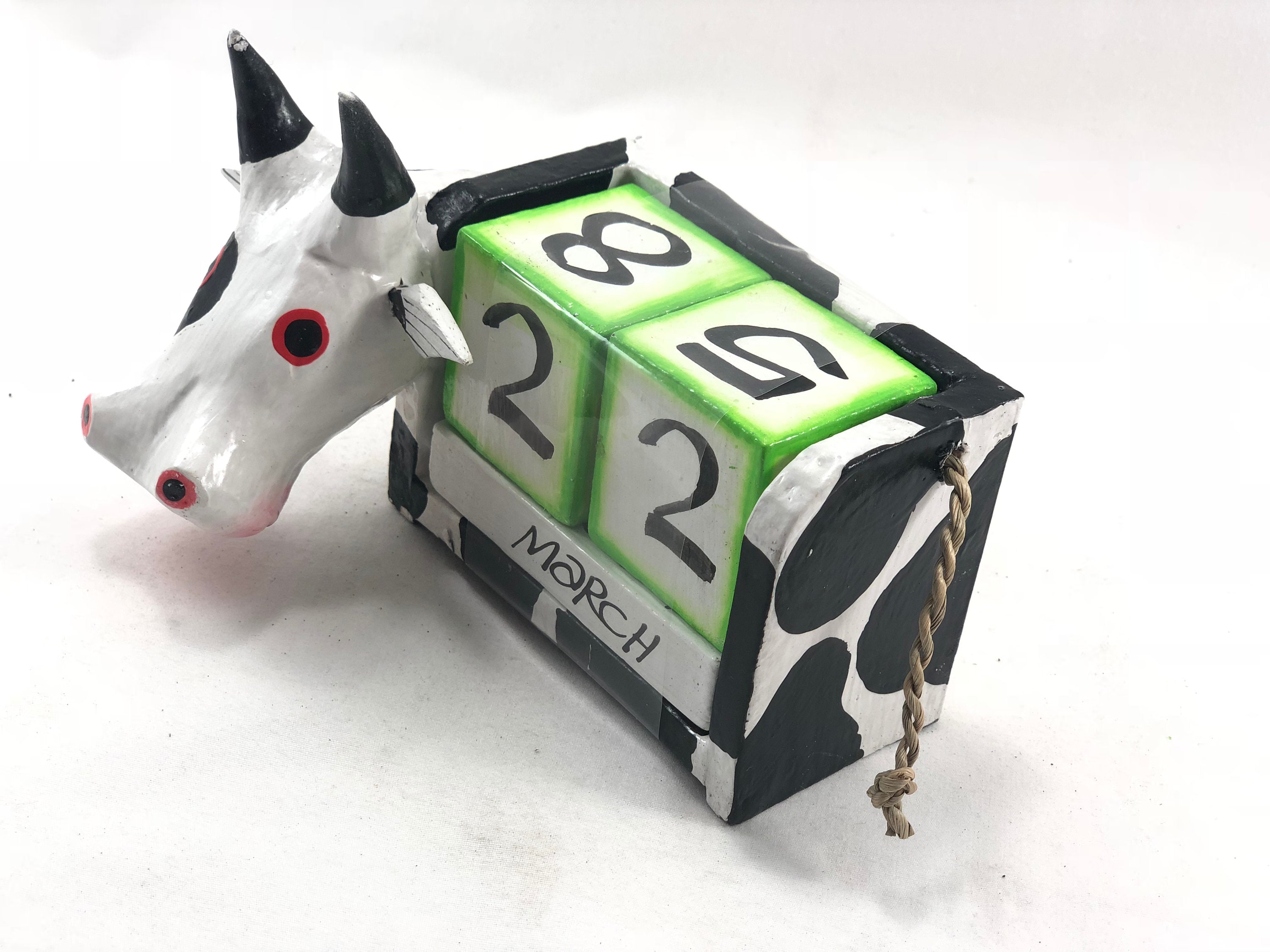 Cow perpetual calendar. 3 wooden handcrafted hand painted Etsy