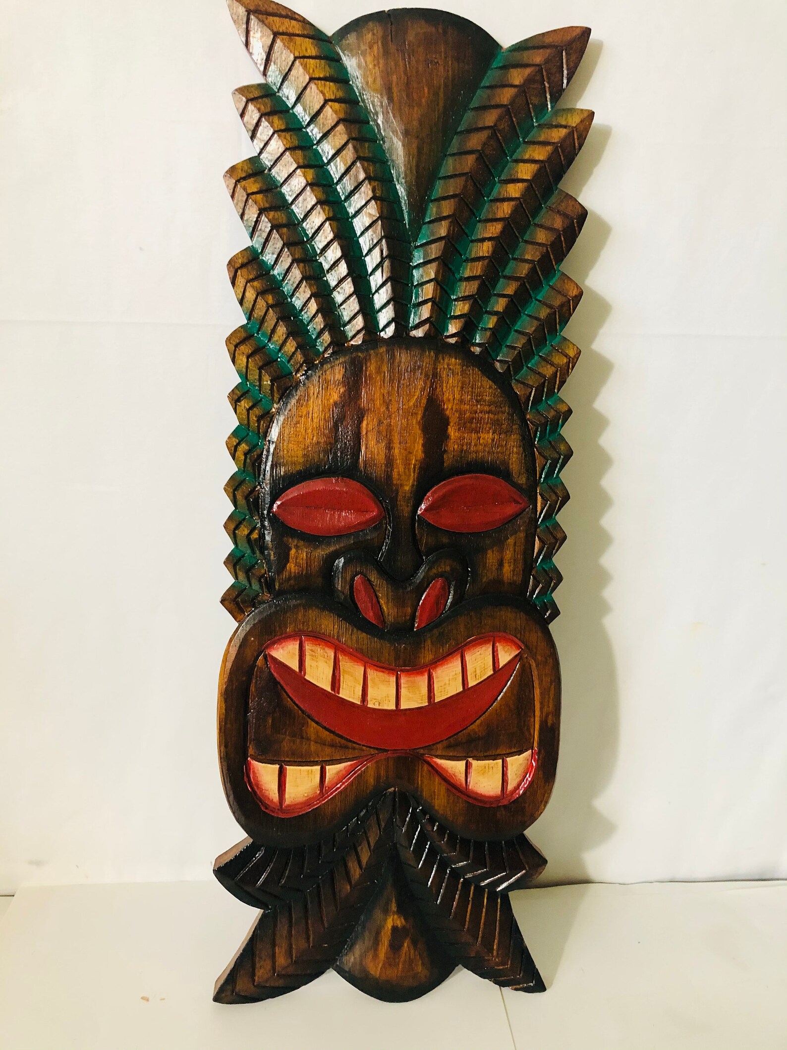 Tiki Masks. Flat Wall Hanging. Symbolism for Protection and Good