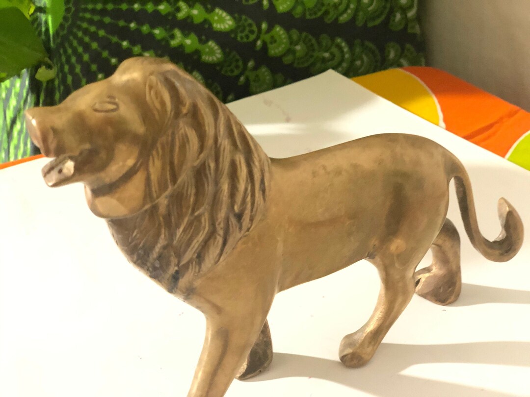 Brass Roaring Lion Figurine. 8.25” Long. Vintage. - Etsy