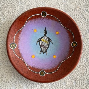 Terracotta Decorative Plate. Dot Art Designs. Hand Made. 8” Diameter.