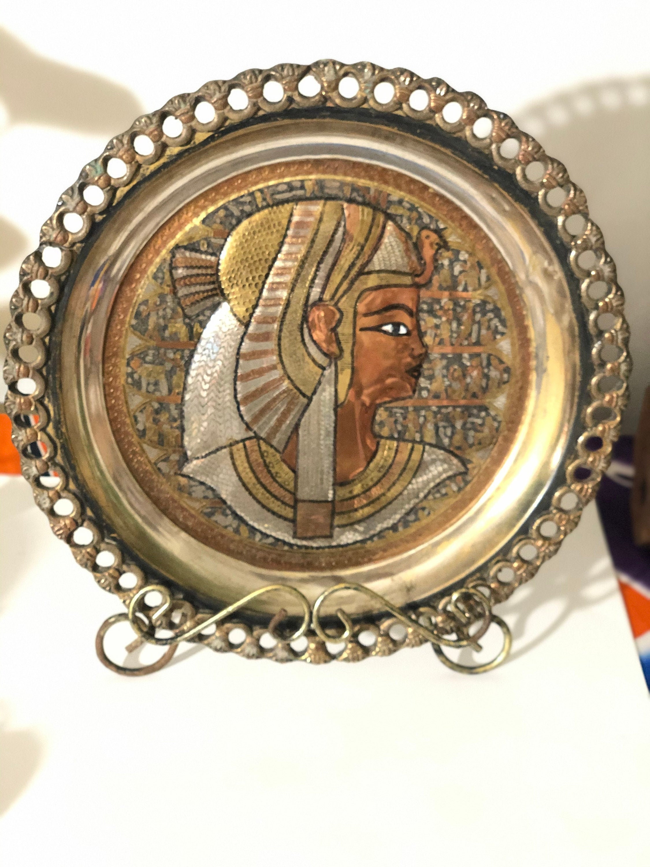 Egyptian Brass Plate Wall Hanging. Cleopatra Wall Decor. Etsy