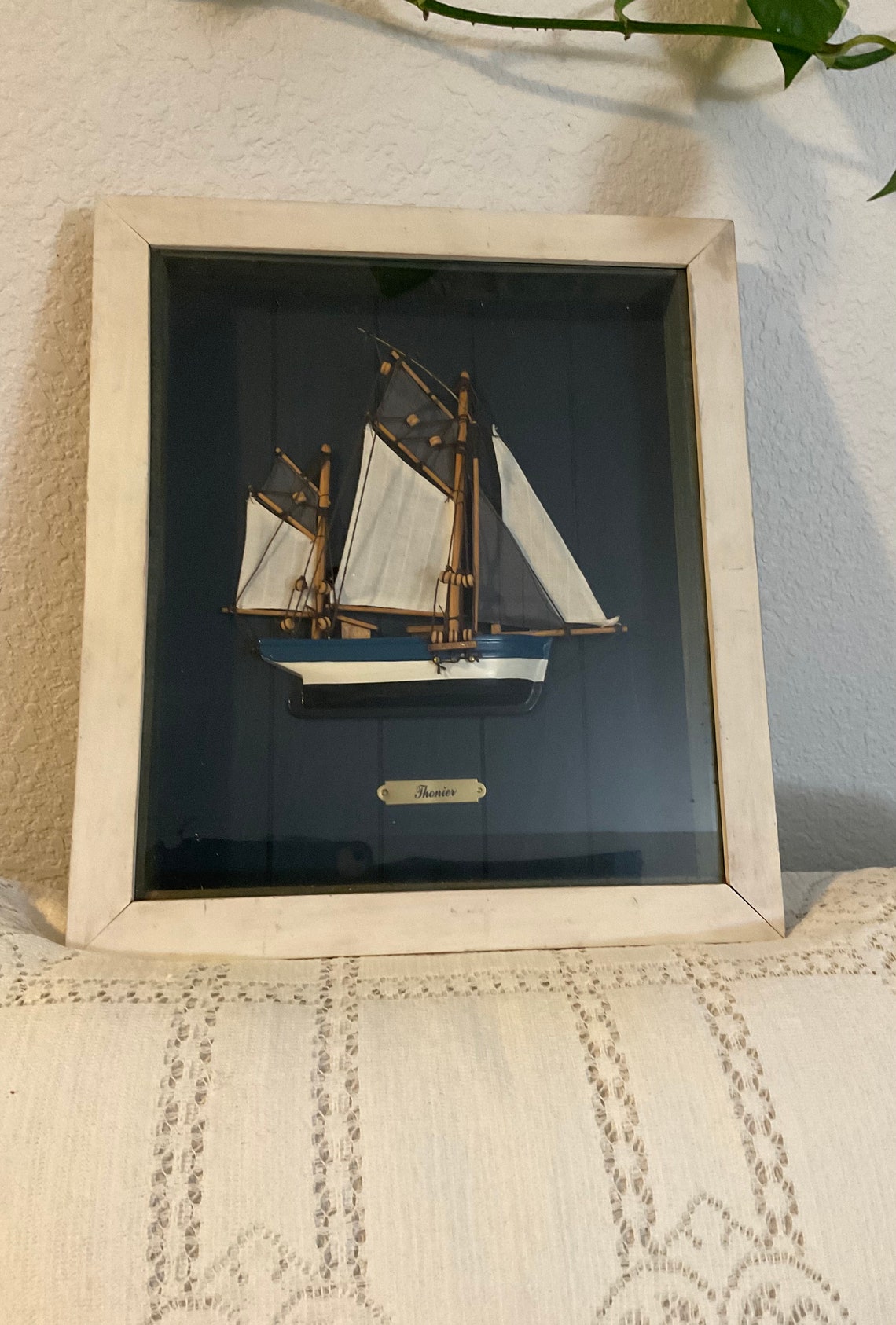 Vintage Glass Framed Sail Boat Wall Decor. thonier Sail Boat Etsy
