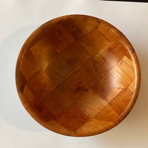 Vintage Sliced Bamboo Bowl. 10 Diameter. 2.75 height. image 1