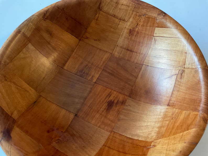 Vintage Sliced Bamboo Bowl. 10 Diameter. 2.75 height. image 4