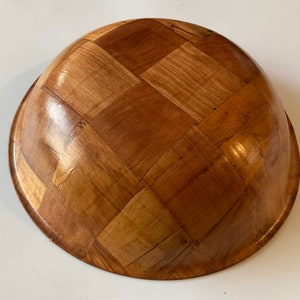 Vintage Sliced Bamboo Bowl. 10 Diameter. 2.75 height. image 3