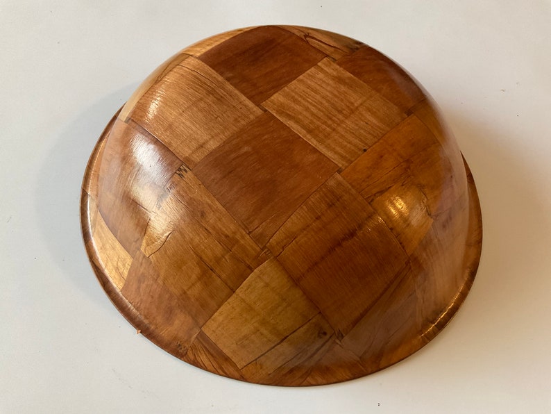 Vintage Sliced Bamboo Bowl. 10 Diameter. 2.75 height. image 3