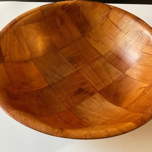 Vintage Sliced Bamboo Bowl. 10 Diameter. 2.75 height. image 2