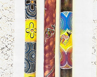 Hand Made Box Didgeridoo Travel World Music Aboriginal Pattern Design Small 