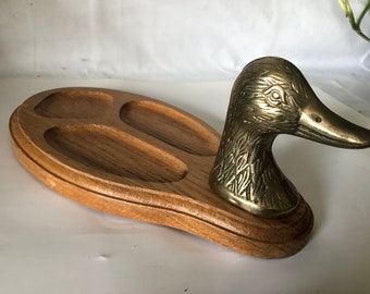 Duck Men’s Valet Tray. Holds Your Coins, Keys. Realistic Brass Head.