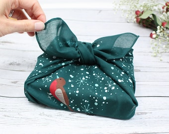 Envoltura de tela furoshiki navideña mediana -