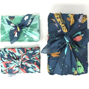Set furoshiki per bambini da 3 - confezioni regalo riutilizzabili grandi e medie