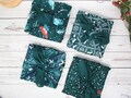 Set of 4 Christmas furoshiki fabric wraps 53cm - pine green