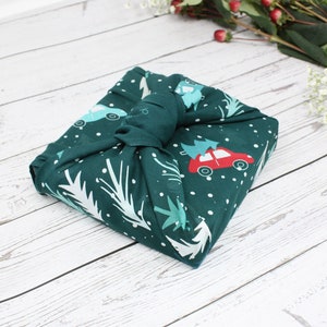 Écharpe de Noël en tissu furoshiki - voitures