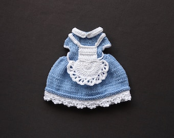 Maileg Mouse clothes blue dress Hand-Knitted for Easter, Maileg mice outfit,  handmade dress for Little sister, Big sister, Mom Maileg mouse