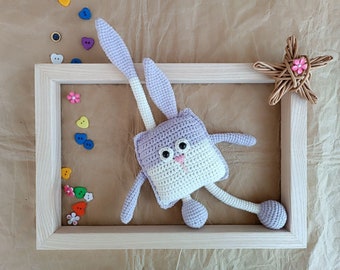 Crochet pattern rabbit Fidget toy kids, Crochet sensory toy Stroller toy Montessori toy for newborn, Toddler Birthday gift, Christmas gift